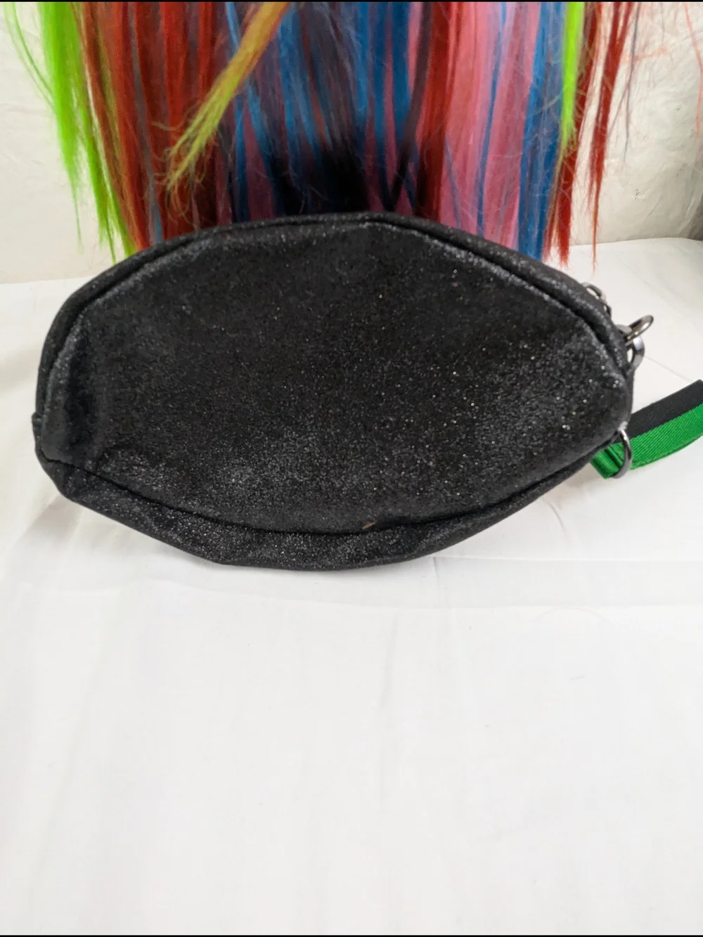 Eye Shaped Clutch/Wristlet Bag with Green Rhinestones